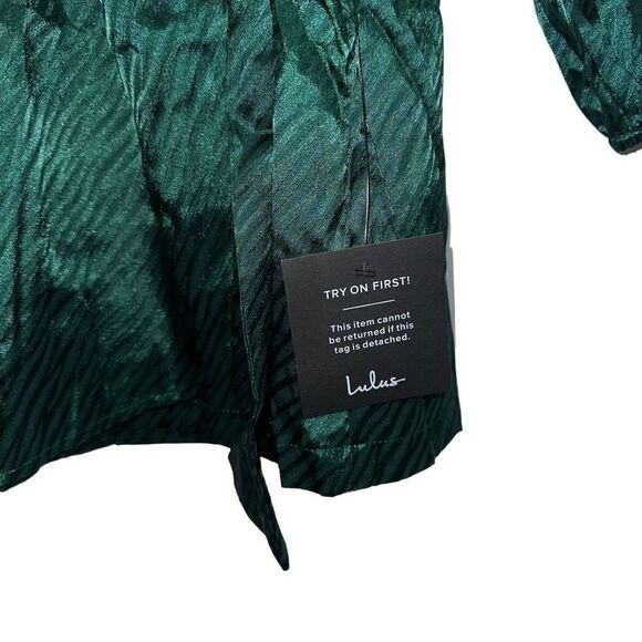 Lulus Green Wild for Love Zebra Print Faux Wrap Mini Dress - NWT - Picture 11 of 12